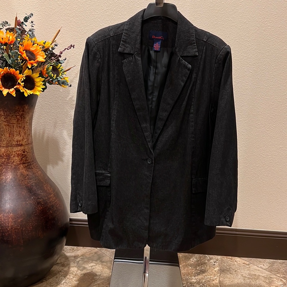 **. NWOT, “Denim & Co” Size 1X, Woman’s Blazer/Jacket. Color - Black